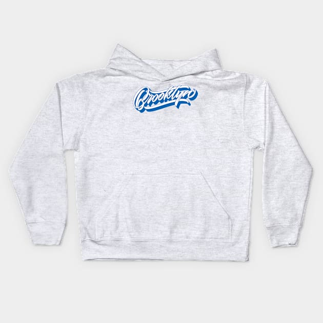 Brooklyn hand made original lettering in blue Kids Hoodie by Already Original